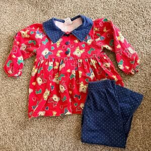 Vintage Buster Brown Beats Set Girls Size 2T Bows Buttons Red Blue